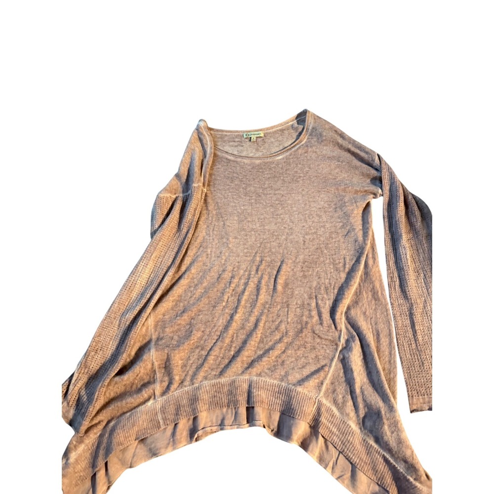 Democracy Womens Mauve Sharkbite Hem Layered Sweater Medium Long Sleeve Knit Top - Picture 1 of 5